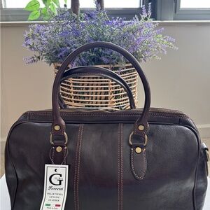 Italian Shoemakers dark  Brown Leather Duffel Bag